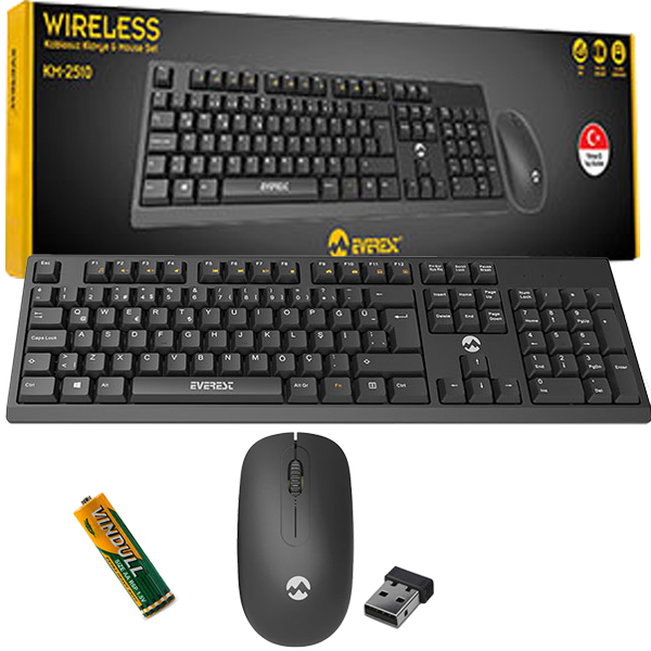 EVEREST KM-2510 KABLOSUZ Q MULTİMEDİA KLAVYE + MOUSE SET 