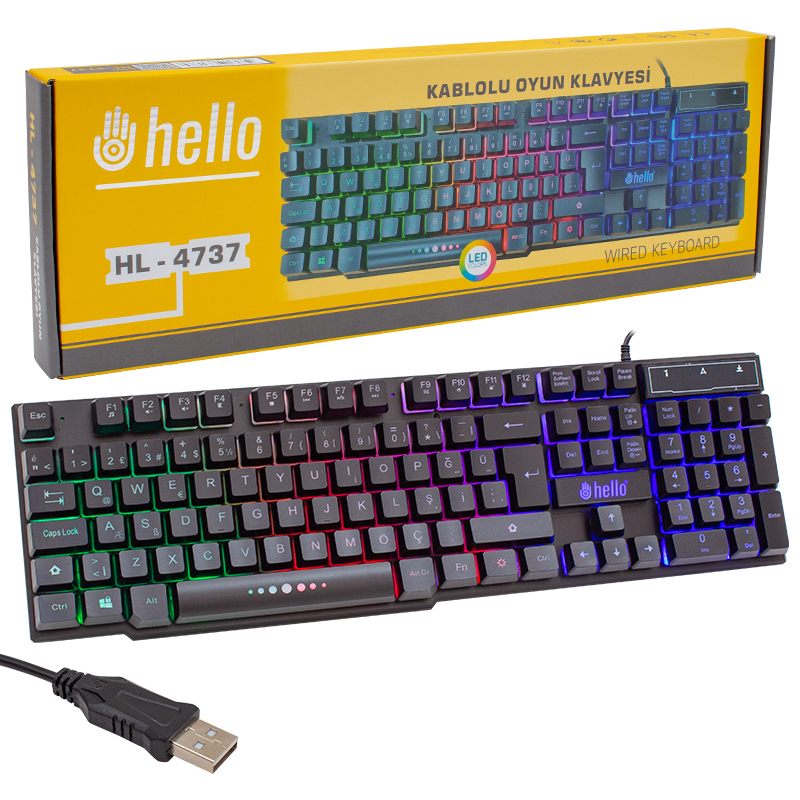 HELLO HL-4737 KABLOLU OYUNCU GAMING LED COLORS KLAVYE