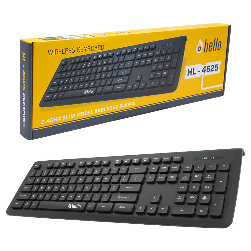 HELLO HL-4625 MULTİMEDİA KLAVYE + 3D MOUSE KABLOLU SET 2.4GHZ SLİM MODEL