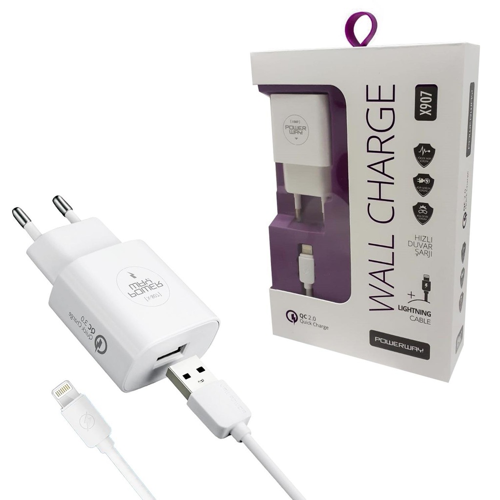 TELEFON ŞARJ ALETİ SET 2000MA QUİCK LIGHTNING POWERWAY X-907