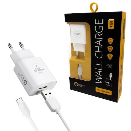 POWERWAY X101 2A HIZLI SARJ CİHAZI TYPE C UÇ USB SARJ SETİ 