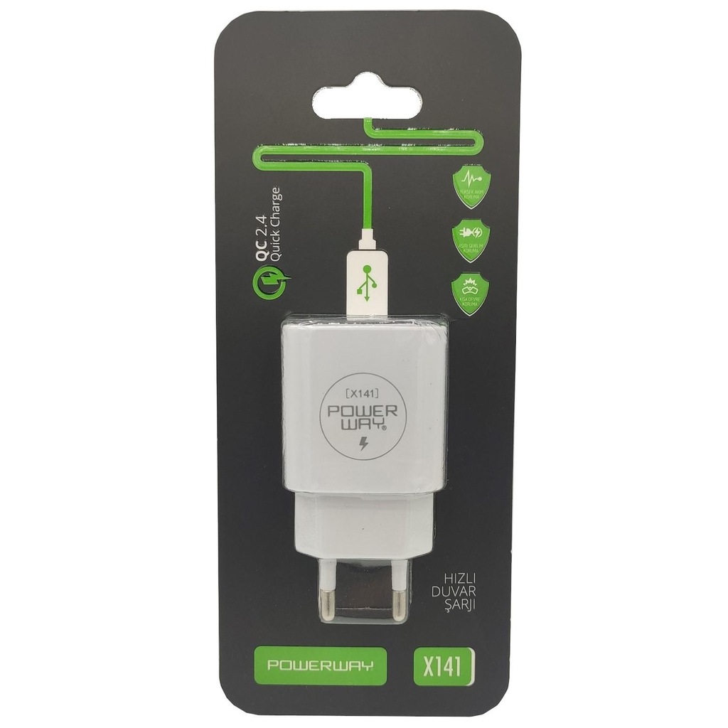 POWERWAY X141 SARJ ADAPTÖRÜ 2.4A QUİCK CHARGE HIZLI SARJ CİHAZI