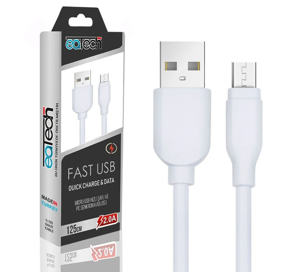 EATECH  MİCRO USB HIZLI SARJ KABLOSU-ANDROİD DATA KABLOSU 125 CM