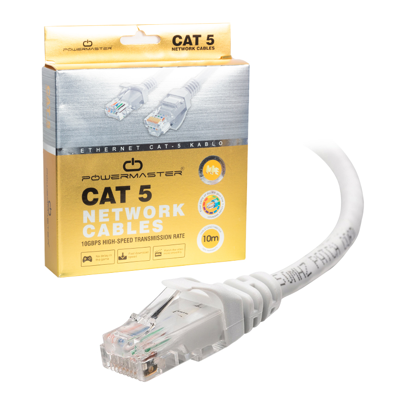POWERMASTER KABLO CAT 5 10 METRE GRİ KUTULU