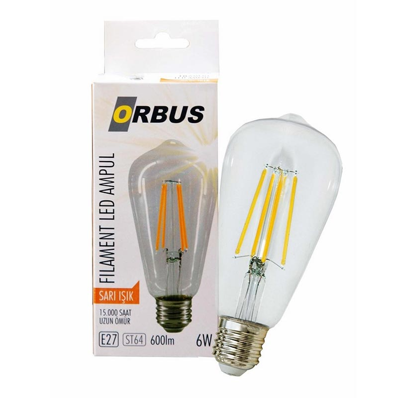 ORBUS ORB-STC6W FILAMENT BULB ST64 6 WATT E27 600 LMN SARI LED AMPUL