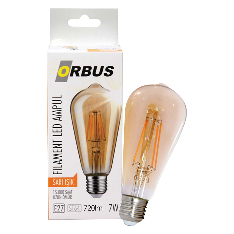 ORBUS ORB-ST7W FILAMENT BULB ST64 7 WATT E27 720 LMN AMBER LED AMPUL