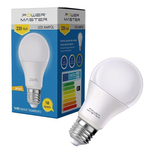 POWERMASTER PMLED-18 E27 1200LMN 18 WATT 220 VOLT 6500K BEYAZ LED AMPUL