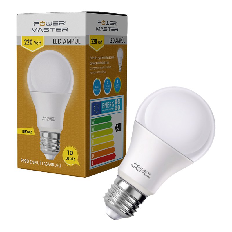 POWERMASTER PMLED-10 E27 850LMN 10 WATT 220 VOLT 6500K BEYAZ LED AMPUL